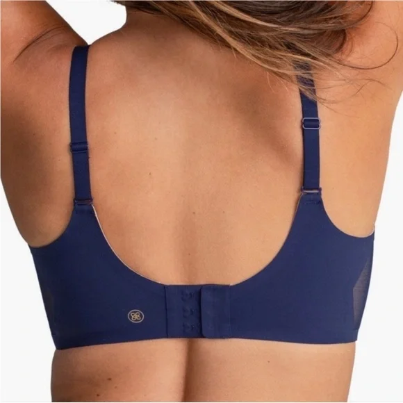 Honeylove Liftwear Crossover Bra in navy blue with mesh trim size large - Picture 2 of 5